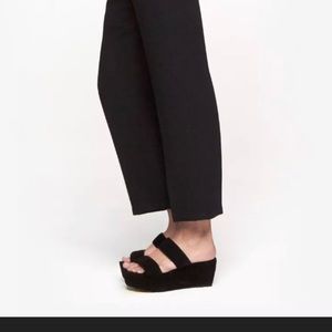 Black pebble leather platform mule sandals